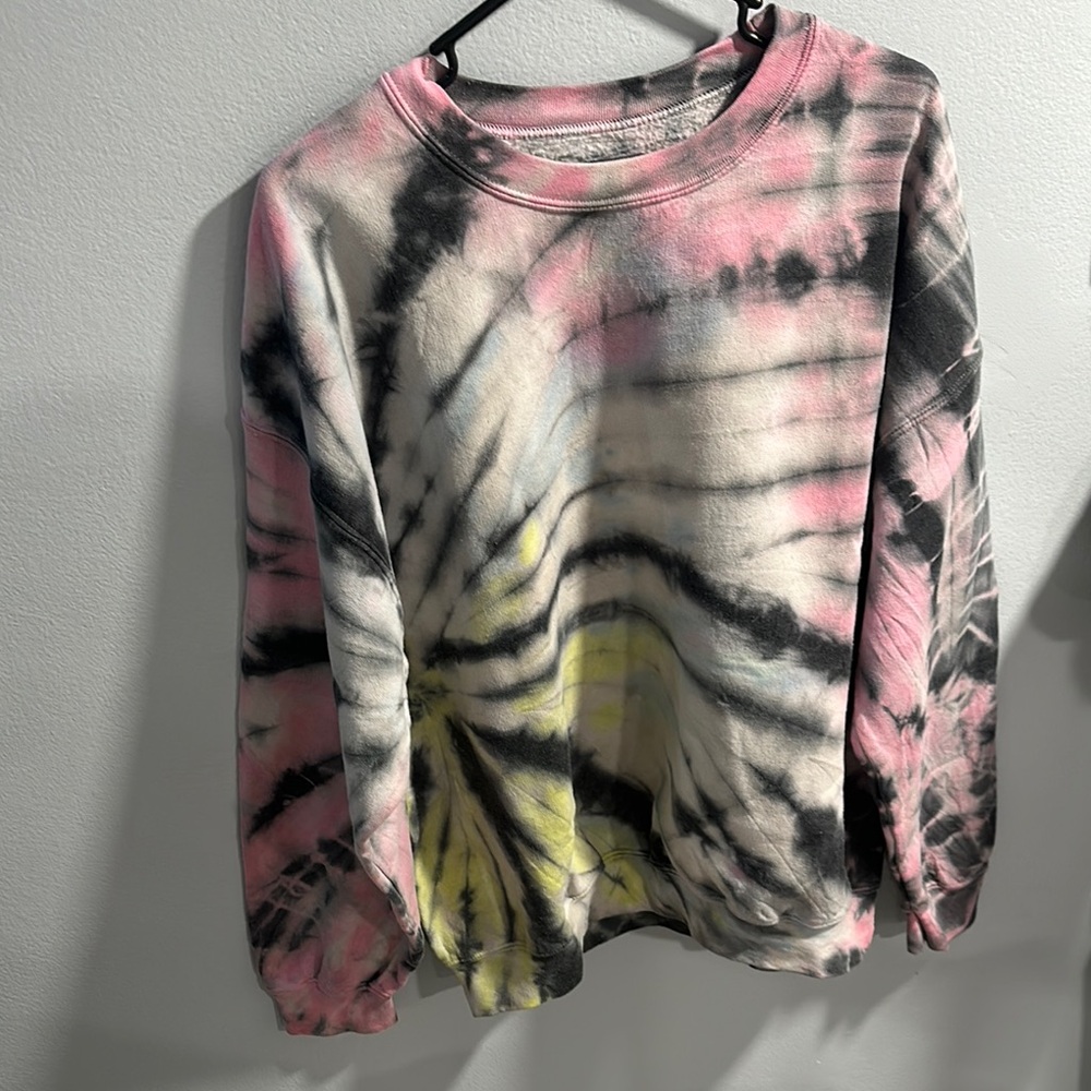 CARMAR Tie-Dye Sweatshirt in Pink, Black, and Yellow